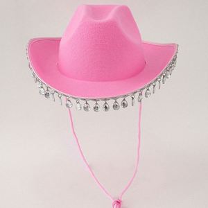 Chapeau de cow-boy/cowgirl en laine 100% avec strass et pompon diamanté, style western, pour toutes les saisons, idéal pour le ski, les voyages, les fêtes et la pêche - Vente en gros - Product Image 5