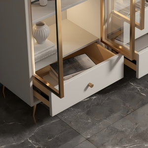 HMHF Solid <b>Oak</b> Drawer Cabinet for Bedroom/Living Room <b>Light</b> Luxury Modern Simple Glass Bookcase Storage Cabinet Integrated - Product Image 2