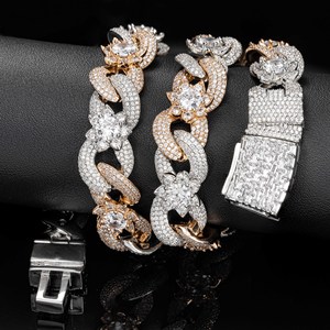 <span class=keywords><strong>Collana</strong></span> Personalizzata Hip Hop Squisita Bicolore con Zirconi Infiniti, Catena Cubana Iced Out CZ a Fiore <span class=keywords><strong>Infinito</strong></span> per Uomo - Product Image 4