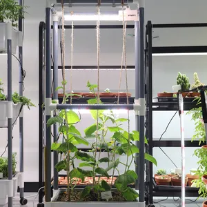 自動水循環屋内トマトキュウリ花庭成長システムクライミングプランタースタンドLEDグローライト付き