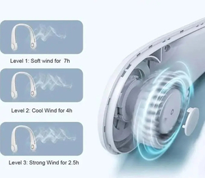 Ventilateur de cou portable X5 pour personne paresseuse, 3 vitesses de vent, 600 mAh rechargeable, tour de cou en silicone souple, ventilateur turbo sans pales - Product Image 3