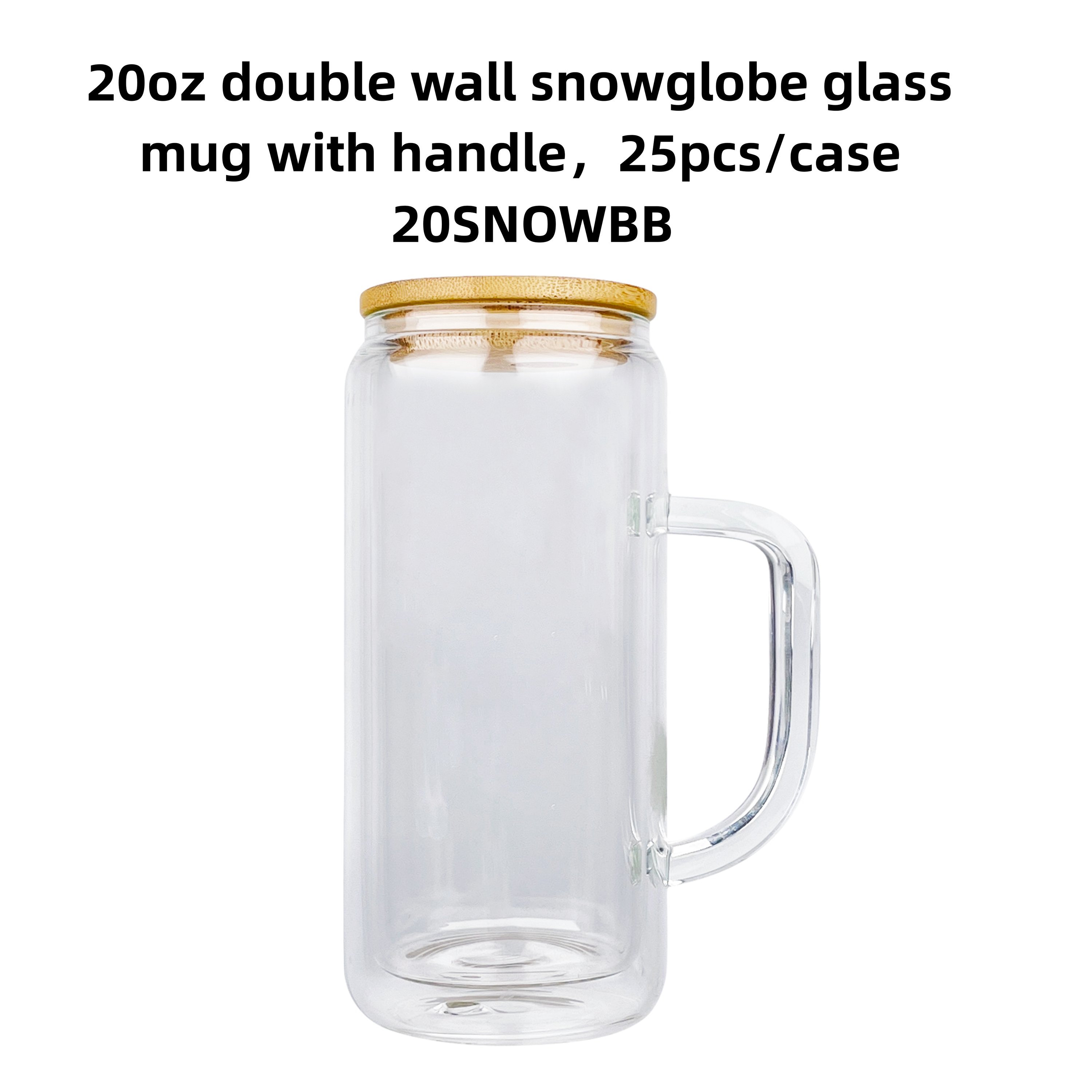 20SNOWBB Mug en verre à neige 20oz