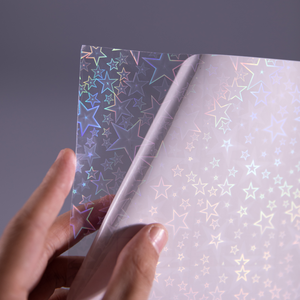 Soft A4 Size Holographic Sticker Paper Flexography Adhesive Waterproof Rainbow Overlay Clear Cold Laminating Film Sheet