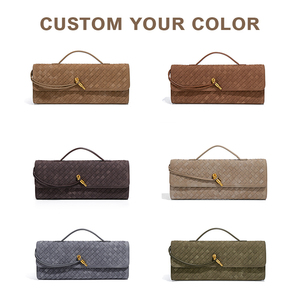 Sac Femme Personnalisé Style Rétro Effet Daim Cuir PU Tressé à la Main Porté Épaule Velours Doux Sac à Main Tendance - Product Image 2