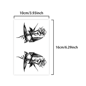 Tatuaje temporal de pájaro y flor, tatuaje semipermanente creativo, resistente al agua, dura 2 semanas, tatuaje de hierbas para brazo - Product Image 2