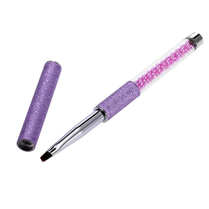 Pinceau à ongles en nylon incliné avec manche en acrylique, virole sertie, poils plats, pour peinture au gel UV LED et décoration - Product Image 2