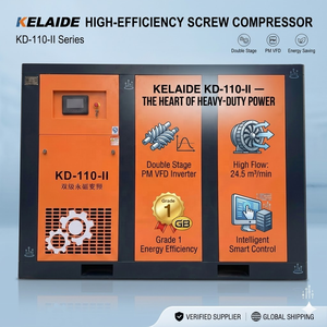 เครื่องอัดอากาศแบบสกรูระบายความร้อนด้วยน้ำสองระดับ CLYDOR KD-185-II รุ่นอุตสาหกรรมแบบตั้งพื้น ใช้ไฟ AC 380V - Product Image 2