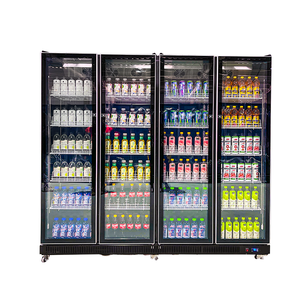Витрина для супермаркета, холодильники для пива, вертикальный дисплей, большой холодильник с морозильной камерой со стеклянными дверями, 4 двери - Product Image 1