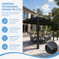 Pergola motorisée en aluminium de luxe certifiée CE pour l'extérieur, avec toit rigide imperméable à l'eau et à lames orientables, pour patio