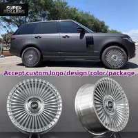 Jante personnalisée en alliage d'aluminium argenté, design turbine multi-rayons, 20 pouces 8J 5x120, finition polie pleine face, pour Muscle Car, berline de luxe, véhicule de croisière