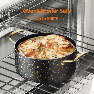 Juego de ollas modernas de cerámica antiadherente de 4 piezas con asas de acero inoxidable y tapas de vidrio para cocinas de gas e inducción - Product Image 4