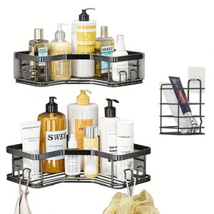 5 Pack Shower Caddy <b>Corner</b> Adhesive Wall Mounted Metal <b>Bathroom</b> Storage Holder Shower Caddy Organizer Rack Shelves for Home - Product Image 5