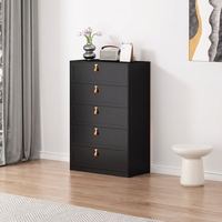 Meuble de rangement compact en métal à 5 tiroirs de 600 mm pour bureau à domicile, panneau encastré, soudé au laser, commode haute noire Obsidian