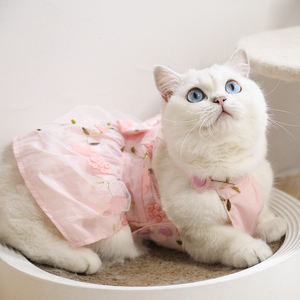 Prodotti per animali domestici abbigliamento per cani abbigliamento gatto con fiocco in pizzo stile principessa rosa gonna può tirare imbracatura per animali - Product Image 2