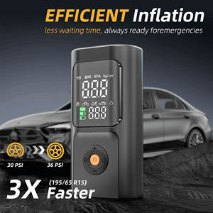 Pompe <span class=keywords><strong>à</strong></span> <span class=keywords><strong>air</strong></span> électrique 150 PSI, pompe <span class=keywords><strong>à</strong></span> vélo sans fil, compresseur portable 4500mAh, rechargeable par USB, avec toutes les valves et écran LED - Product Image 2