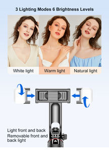 Trendy C12 Afneembare Draaibare 360 Graden Aparte Telefoonclip Vul Licht Selfie Stick Statief Met 1/4 Poort Brede Compatibiliteit - Product Image 4