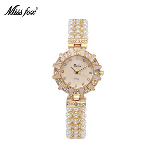 Reloj de Pulsera de Perlas Resistente al Agua para Mujer, Reloj de Cuarzo con Incrustaciones de Diamantes, Reloj de Perlas Redondo para Mujer - Product Image 6