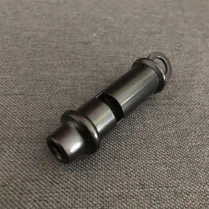 Metal Survival Whistle Black Outdoor Camping Durable With Metal Head Strap And Keychain Handle - Product Image 4