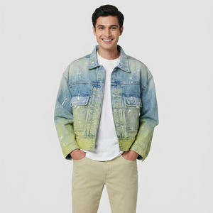 Hot Selling <b>Men's</b> High Quality <b>Thin</b> Breathable Denim <b>Jacket</b> for Winter Trending High Street Long Design Coated Processed - Product Image 1