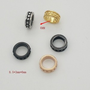 Cuentas espaciadoras redondas de acero inoxidable yunnique de 8,5x3x6mm para fabricación de pulseras, componentes de joyería - Product Image 2
