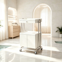 Chariot de Salon Portable Haut de Gamme en Bois Blanc Personnalisé et Étagère de Traitement Spa avec Lits de Massage pour Salons, Spas et Barbiers