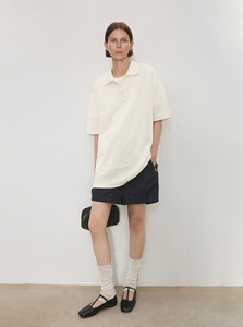 Cotton Polo Shirts Women Heavyweight Streetwear Loose Fit Polo Shirt Ladies <b>Drop</b> Shoulder Summer Polo T Shirts Women's - Product Image 4