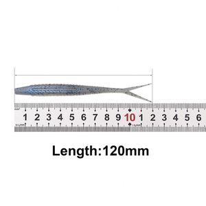 Topline 4 pièces/sacs leurre de pêche ver souple 12Cm 6G fourchette <span class=keywords><strong>2</strong></span> queues leurre souple alose Silicone plastique ver de pêche - Product Image 4