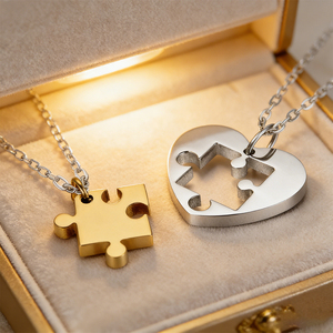 Collana con puzzle a forma <span class=keywords><strong>di</strong></span> cuore in acciaio inossidabile, set da 2 pezzi, ciondoli puzzle abbinati <span class=keywords><strong>per</strong></span> regalo <span class=keywords><strong>di</strong></span> <span class=keywords><strong>San</strong></span> <span class=keywords><strong>Valentino</strong></span> - Product Image 4