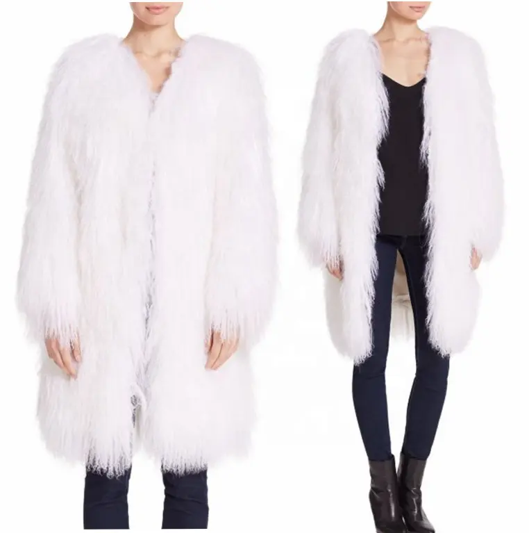 Yr217 chất lượng hàng đầu Mông Cổ Áo Lông/màu trắng Tây Tạng Lamb Fur Áo khoác