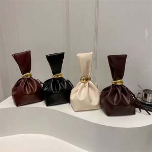 I-0581 <b>Vintage</b> Pleated Design Women's Handbag Fashion Pu Leather Small <b>Tote</b> <b>Bag</b> Elegant Evening <b>Bags</b> Female Bucket Dinner Purse - Product Image 5