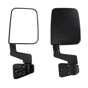 Manual Fold adjustable Mirror For 1987-2002 For Jeep Wrangler Rearview Mirror non-Heated convex lens Textured Black 55027208