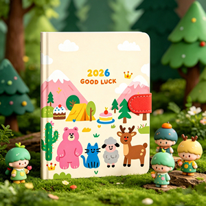 notebook Imitation Leather Cover Cute Animal Design Good Luck Theme Hardcover Sewing Binding Digital Printing - Product Image 6