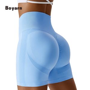 Boyarn Ropa Deportiva Mujer Pantalones Cortos Deportivos de Alta Calidad con Logotipo Personalizado, Pantalones Cortos de Ciclismo para Mujer, de Nailon, para Correr, Sin Costuras, de Secado Rápido - Product Image 1