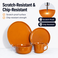 Service de table en grès réactif 16 pièces – Assiettes, bols et tasses en céramique – Collection moderne pour la maison et la restauration