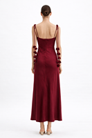 Robe longue élégante en satin bordeaux, design original SHENGFU, avec un devant torsadé, robe de soirée de luxe pour femmes, OEM