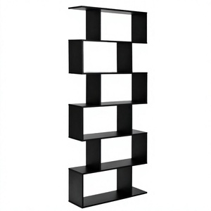 Étagère à livres décorative en bois contemporaine à 6 niveaux, autoportante, pour le salon, meubles de maison, noir - Product Image 2