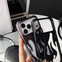 Coque de téléphone d'été en TPU souple et respirant, ajourée, antichoc 3D motif flamme pour iPhone Air 17 16 15 14 13 12 11 Pro Max