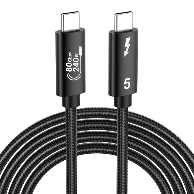 PD240W 5A Thunderbolt5 Type C Cable 80Gbps Data Transmission 16K60Hz 8K60Hz Video Display Fast Charging Wire Computer Hard Disk