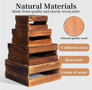 4 supports à gâteaux modernes et simples avec mini-panneaux, caisses en bois écologiques, réutilisables et résistantes à la chaleur pour la décoration de fête, 4 tailles - Product Image 4