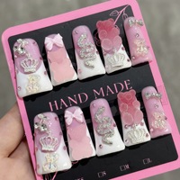 Ongles artificiels de luxe faits à la main en acrylique 3D en forme de canard, réutilisables, sur mesure pour femmes