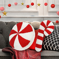 Coussin décoratif rond en peluche douce en forme de bonbon, idéal pour canapé, lit, chambre d'enfant, crèche, cadeau - Vente en gros directe usine