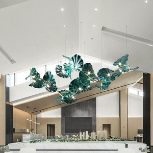 Insieme stile estetico su misura infissi decorazione interna galleria d'arte Villa unico lampadario in vetro a LED fiore - Product Image 4