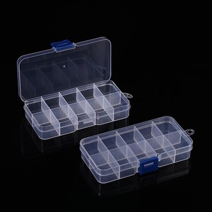 Transparent Plastic 10 Compartment Storage Box With Blue Buckle For Jewelry Beads Medicine Hooks Screws - Product Image 1
