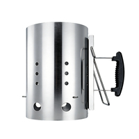 Allume-charbon rond en acier inoxydable Pinnovo pour barbecues au charbon, camping et usage extérieur