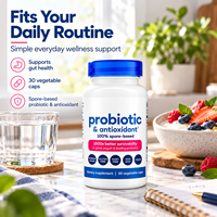 Complément alimentaire probiotique à base de spores, antioxydant, végétalien, sans OGM, sans gluten, 30 capsules végétales, étiquette privée, fabrication OEM disponible