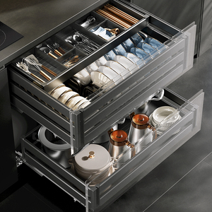 Almacenamiento Moderno Multicapa para Gabinetes de <span class=keywords><strong>Cocina</strong></span> con Cesta Deslizante, Organizador de <span class=keywords><strong>Cocina</strong></span> Metálico Multifuncional, Cajón Extraíble con Cesta - Product Image 2