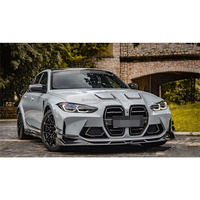 Grille de pare-chocs avant en fibre de carbone sèche pour BMW 3 4 ser G80 M3 G82 G83 M4 2021 + Cadre de calandre avant Décoration de voiture Kits de carrosserie FRP