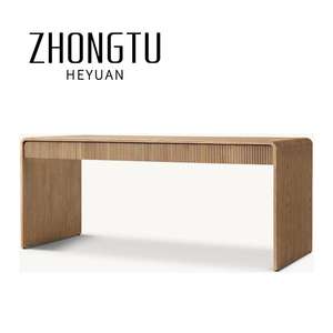 Table de bureau design moderne pour hôtel Bureau d'ordinateur Mobilier nordique Bureau d'étude en bois naturel avec tiroirs et secrétaire - Product Image 4