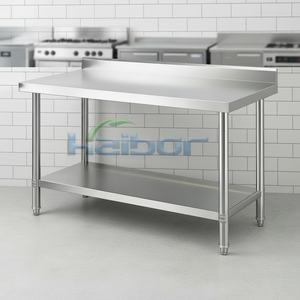 Tavolo da Lavoro in Acciaio Inox per Alimenti, Stazione di Preparazione per Cucine Commerciali, Banco da Lavoro Industriale Resistente per Panetterie e Macellerie - Product Image 1