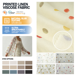 Nouveauté : Tissu imprimé personnalisé à motifs floraux bio en lin et viscose pour vêtements féminins - Product Image 1
